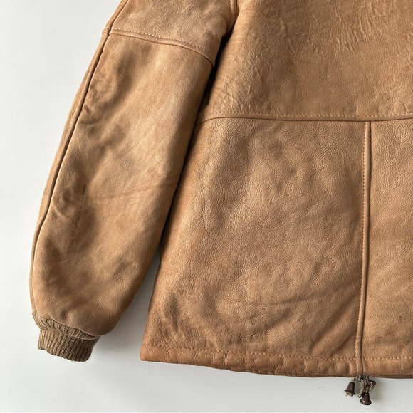 Vintage XS Shearling Coat 70s Tan Sheepskin Jacket Morlands Real Lambskin - Picture 7 of 11
